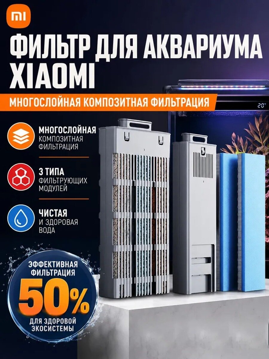 Сменный фильтр для умного аквариума Xiaomi, многослойная фильтрация, 3 модуля, для аквариума Xiaomi 20L