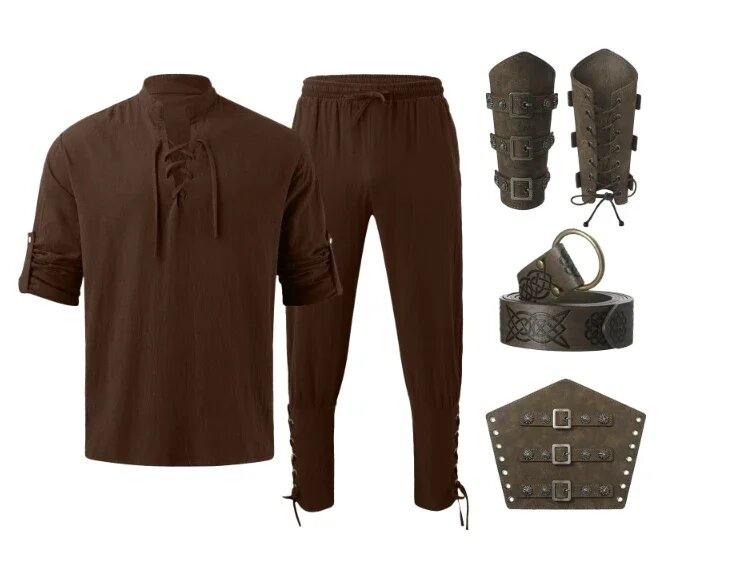 Пиратский костюм из хлопка Коричневый, XXXL, Brown Brown