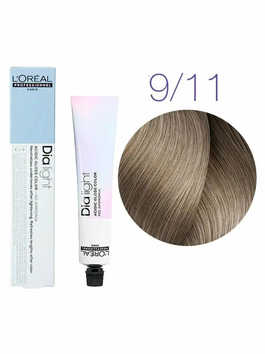 L'Oreal Professionnel Dia Light 9.11 молочный коктейль очень светлый блондин глубокий пепельный Краска для волос 60мл
