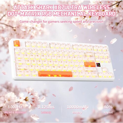 фото Игровая клавиатура attack shark x87 ultra ice orange механическая, русская раскладка, белый/оранжевый