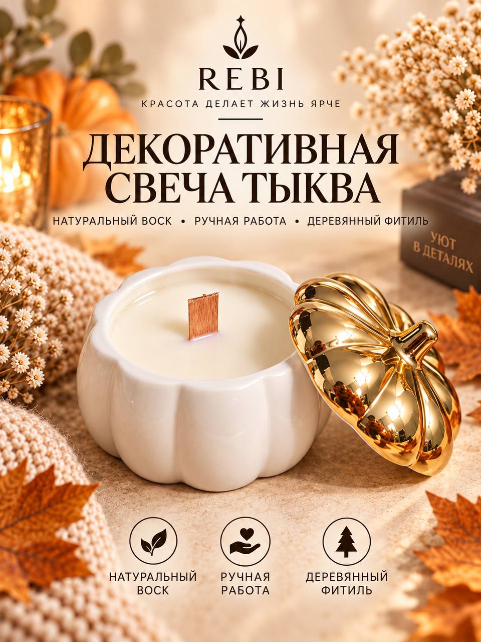 Декоративная свеча Тыква