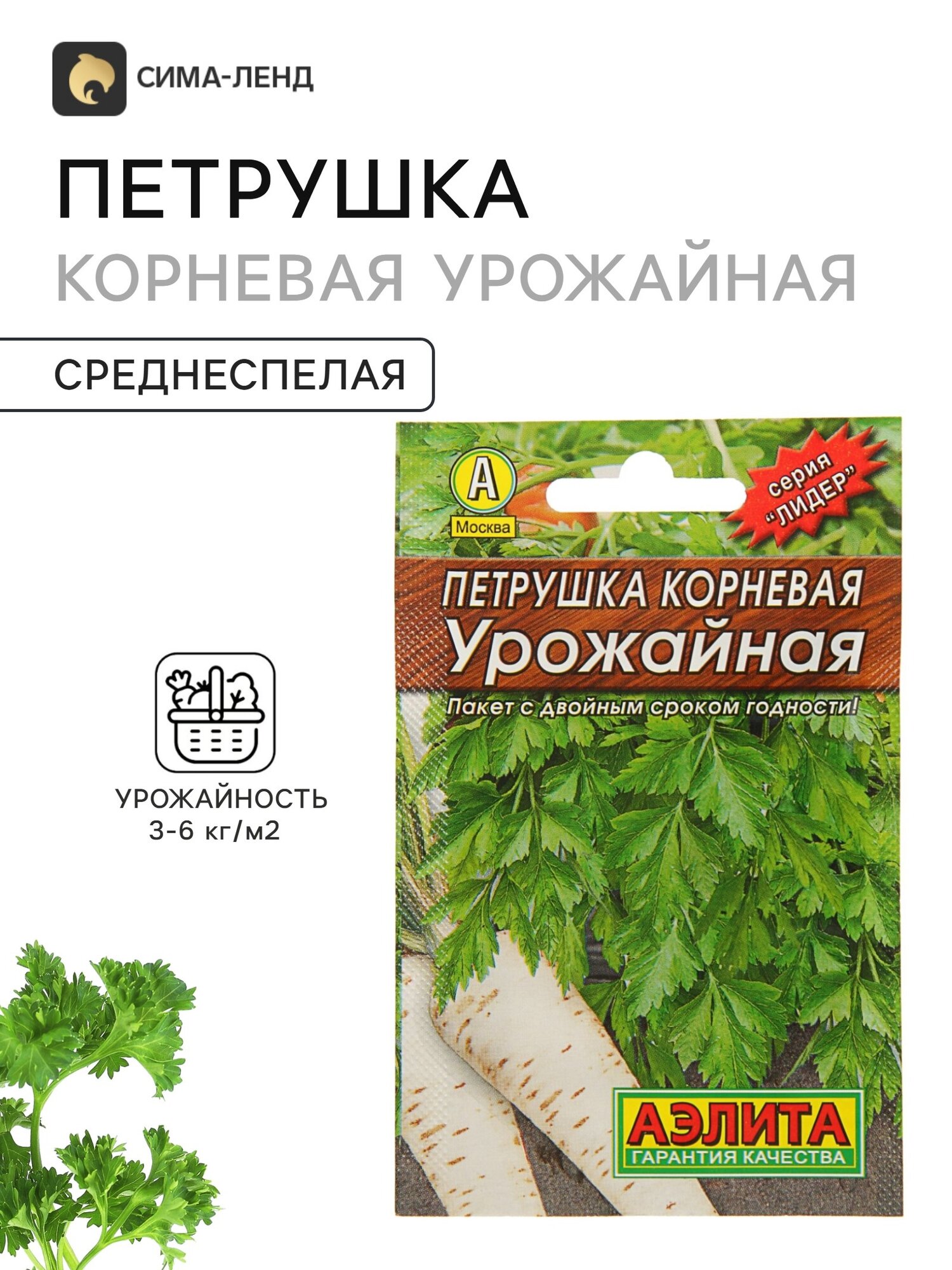 Семена Петрушка корневая Урожайная. 8 упаковок