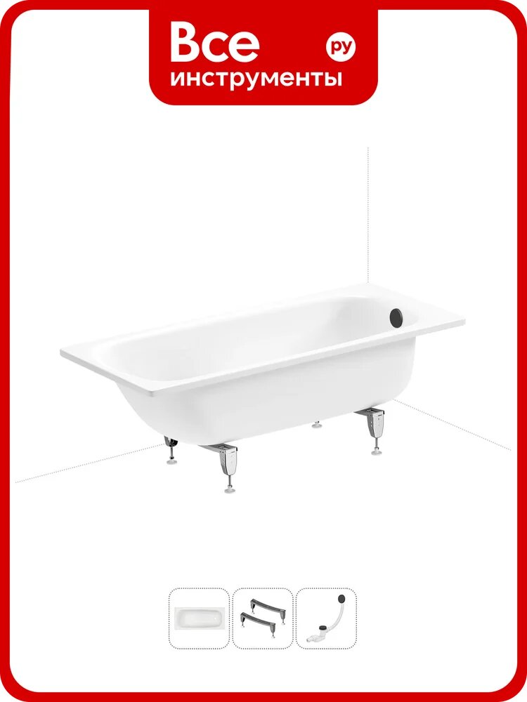 Стальная ванна 160х70 см с шумоизоляцией Sanitana BLB Universal 20220703R в наборе 3 в 1 20220703R