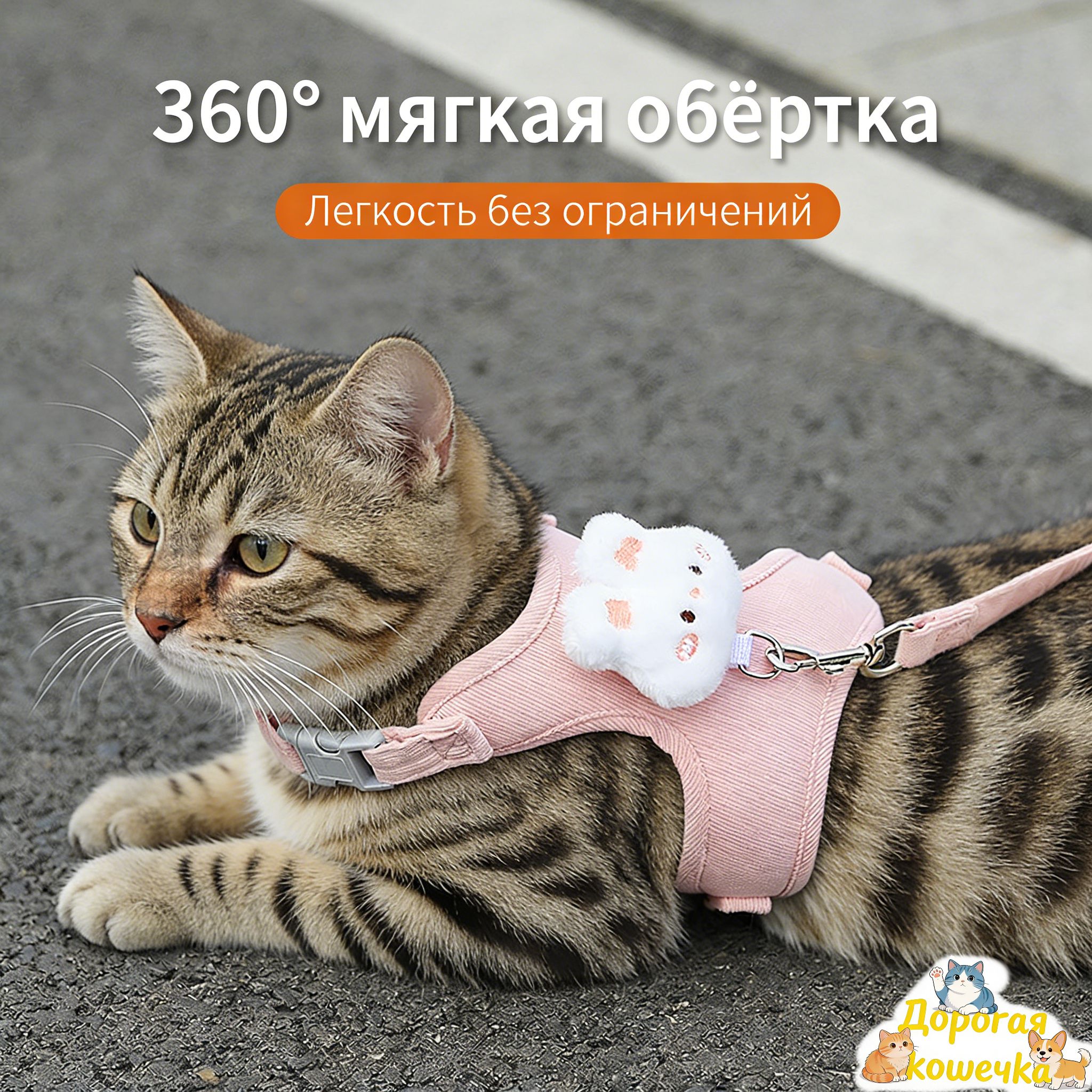 Сбруя для домашних животных, совместимая с поводком для кошек, для использования на открытом воздухе