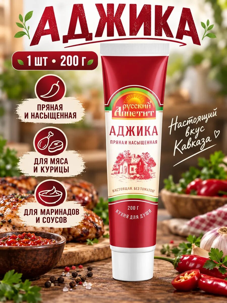 Аджика 1 штука 200 грамм пряная насыщенная Русский аппетит
