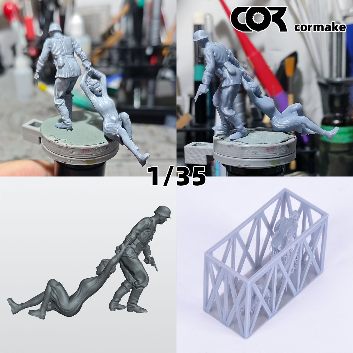 3Dпечать, фигурки солдат из смолы, немецкие модельнаборы, масштаб 1/35, неокрашенные, требуют самостоятельной сборки