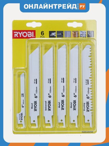 Изображение товара Набор полотен для сабельной пилы Ryobi RAK06RB (6 шт.) 5132002547