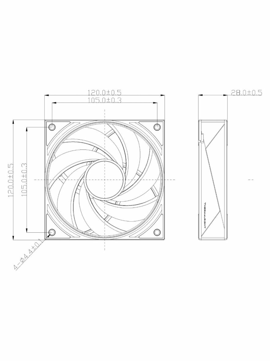 Вентилятор для корпуса Thermalright TL-H12W-X28-R7 (TRTLH12X28WR7) — фото 1