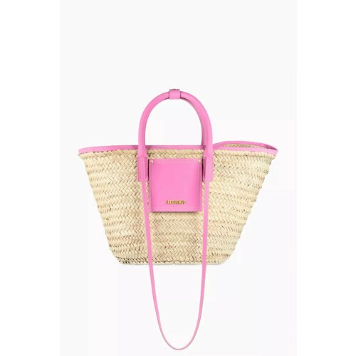 фото Сумка тоут jacquemus, фактура плетеная, pink