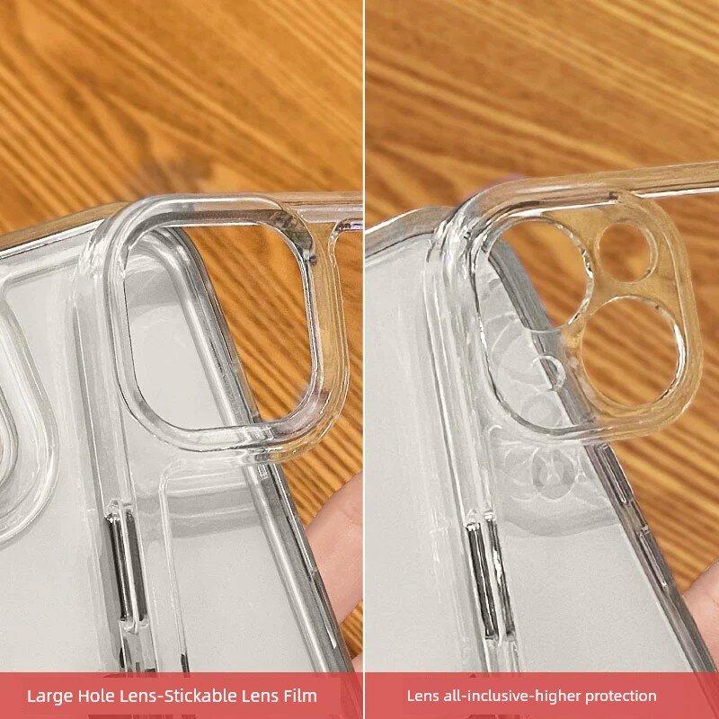 Сравнение защиты камеры и крупных отверстий для линз iPhone 15 Pro Max, прозрачный дизайн