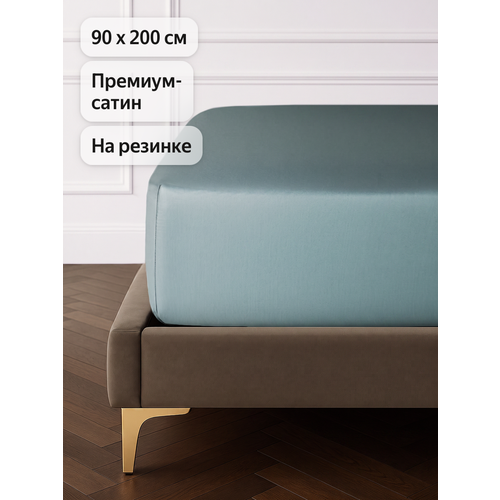 фото Простыня на резинке bellehome "стефания azure", 90х200х30 см, 100 % хлопок, сатин премиум