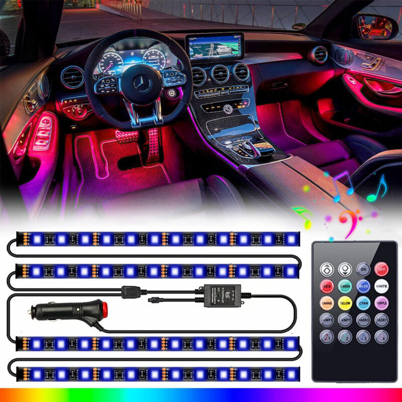 20-Клавишный пульт ДУ с музыкой автомобильная подсветка с 48 светодиодами RGB для авто