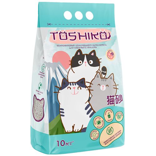 Toshiko / Комкующийся наполнитель Тошико для кошачьего туалета Бентонитовый Сакура, 10 кг