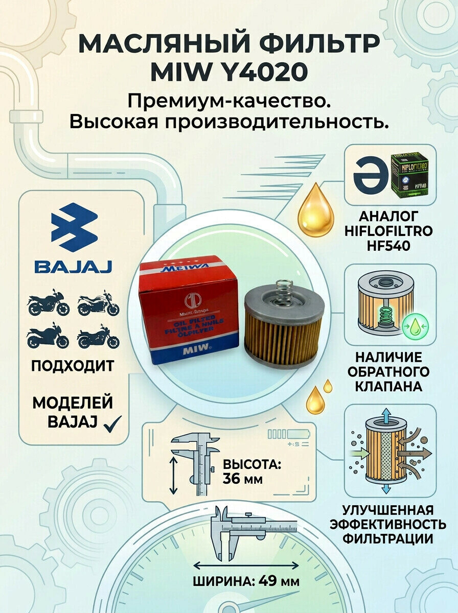 Масляный фильтр MIW Y4011 (аналог HF147)