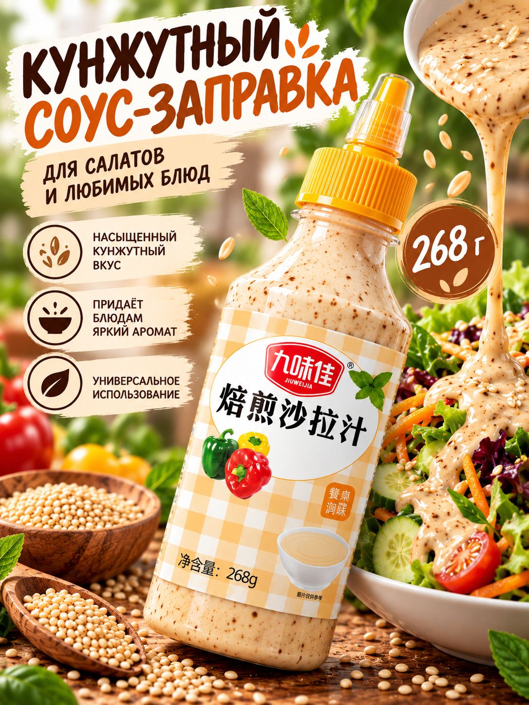 Кунжутный соус-заправка для салатов 268 г