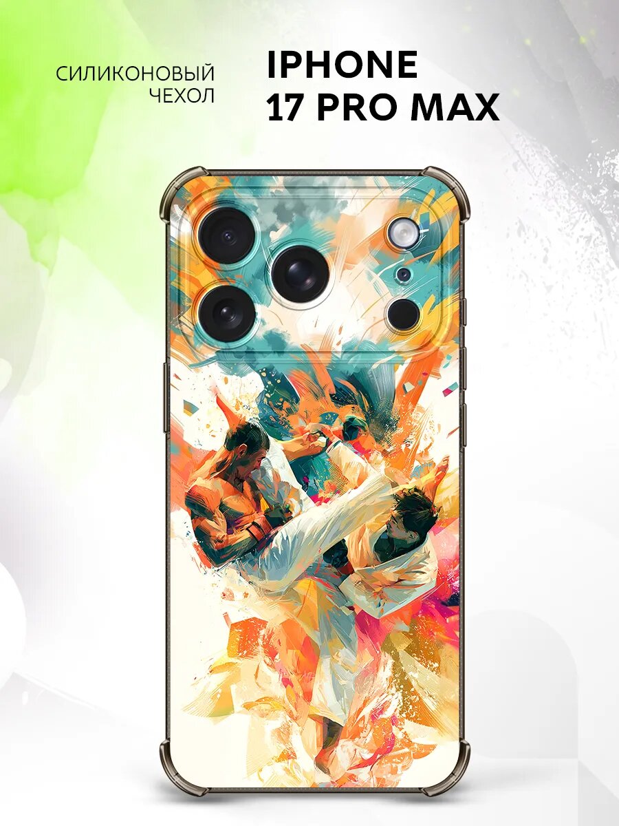 Чехол на iPhone 17 Pro Max, Айфон 17 Про Макс бампер, противоударный, с картинкой бойцы акварель