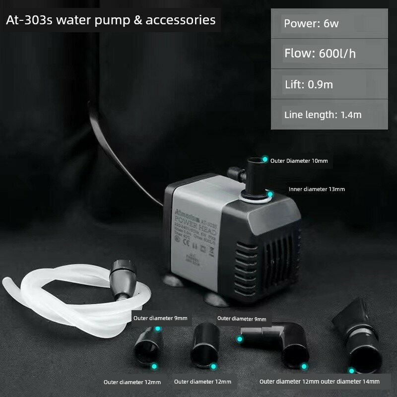 Chuangxing AT-303S 6 Вт Ультра Тихий Насос для Аквариумов Лесных Бассейнов и Водных Устройств