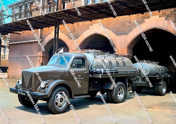 "ГАЗ-51" автоцистерна - "пиво". 42х59 см. Постер А2_097.