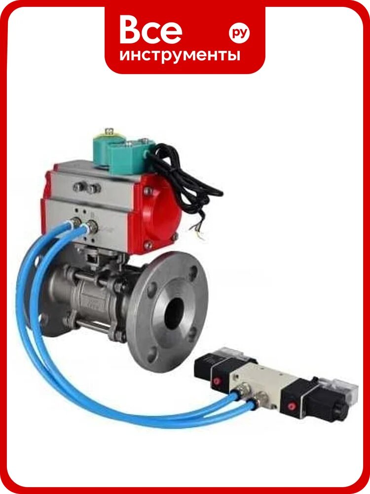 Шаровой кран DN-ru кшфпт.304.180 Ду20 Ру40, фланц, PTFE, пн. привод DA-052, пн. распред PND1-S2EM-52-2-T10-220VAC, БКВ LSB-510-02ExM12-250 D160-81331