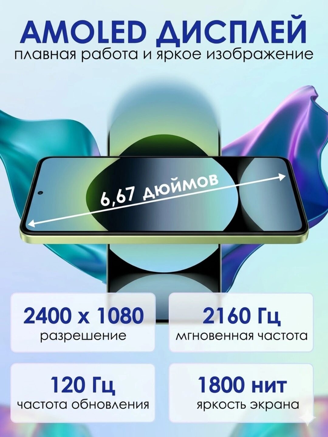 Смартфон Xiaomi Redmi Note 14, 6.67" AMOLED дисплей 120 Гц, 6/128GB, Зеленый — фото 1