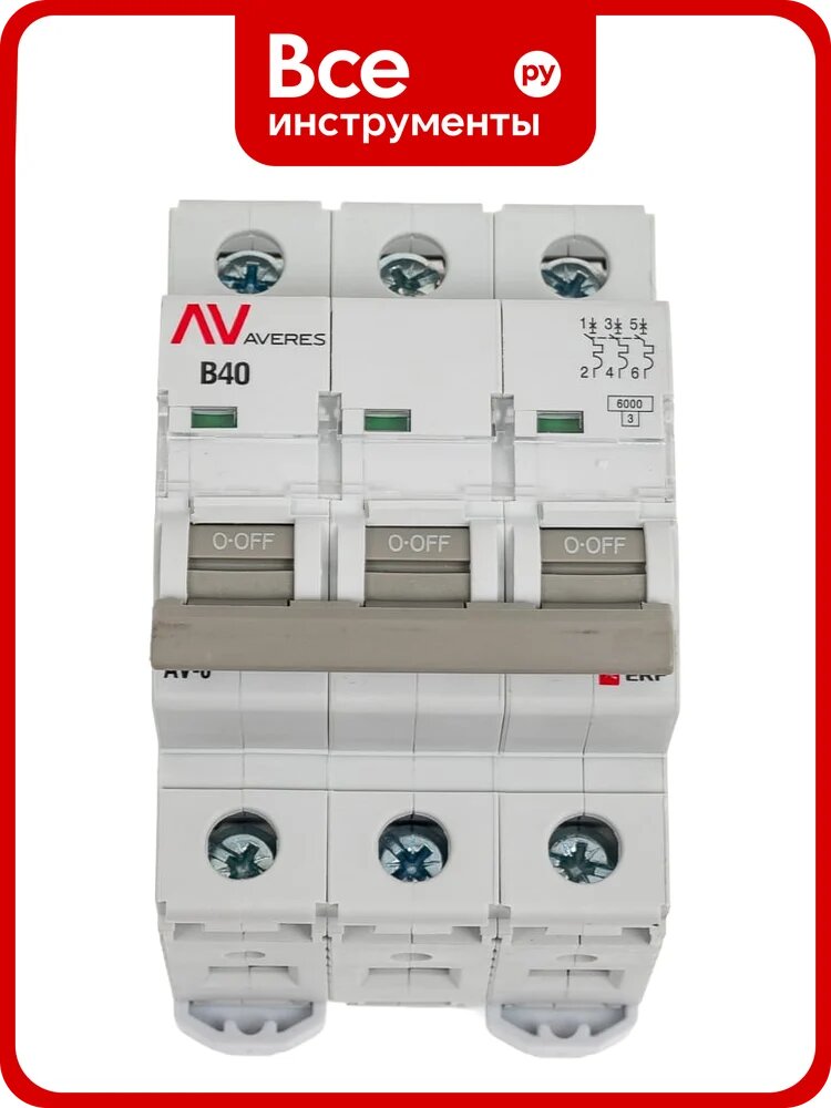 Автоматический выключатель EKF AV-6 3P 40A B 6kA AVERES mcb6-3-40B-av