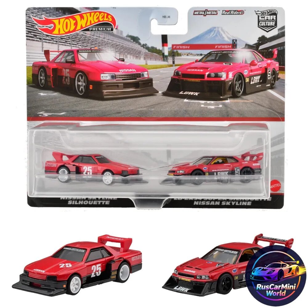 Машинка коллекционная Mattel Hot Wheels Premium 2 Pack Nissan Skyline Silhouette & LB-ER34 Super Silhouette Nissan Skyline