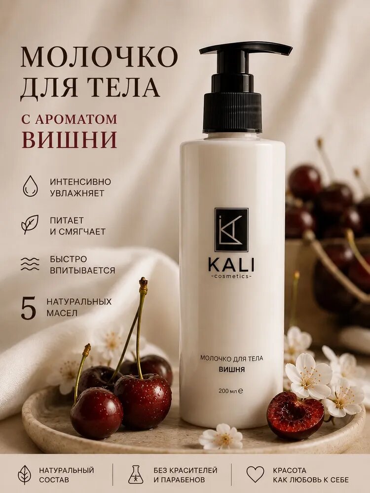 Молочко для тела увлажняющее с ароматом вишни KALI cosmetics