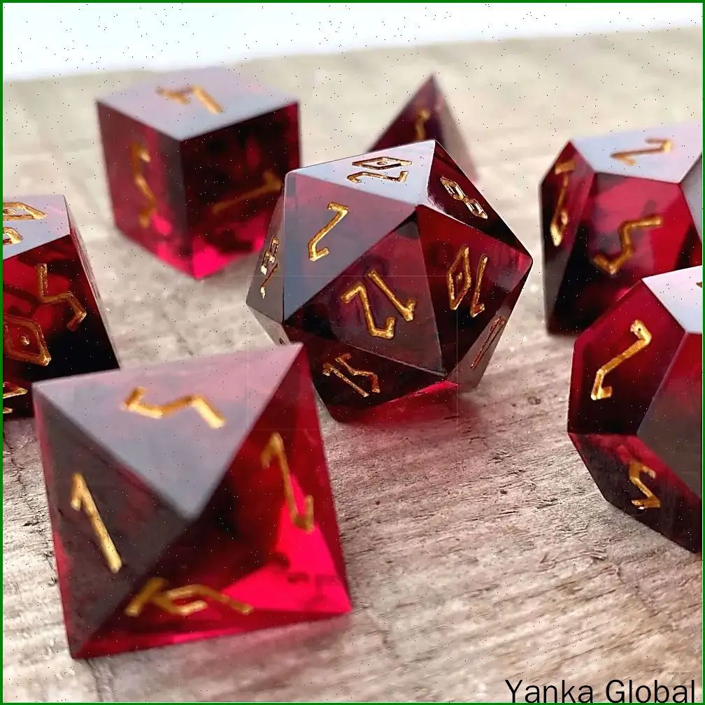 Дайсы ручной работы (игральные кости, кубики) для DnD, ДнД, Dungeons and Dragons, Pathfinder RPG (набор 7шт) Burmese Ruby