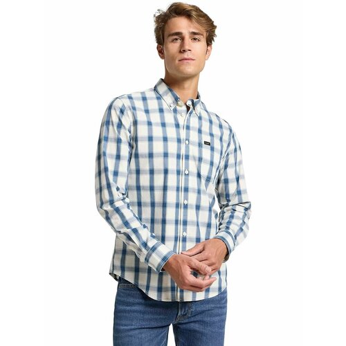 фото Рубашка lee men button down shirt, размер s, синий