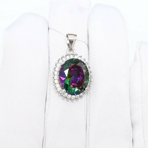 фото Подвеска diamant online, серебро, 925 проба, родирование, фианит, топаз, размер 2 см., микс