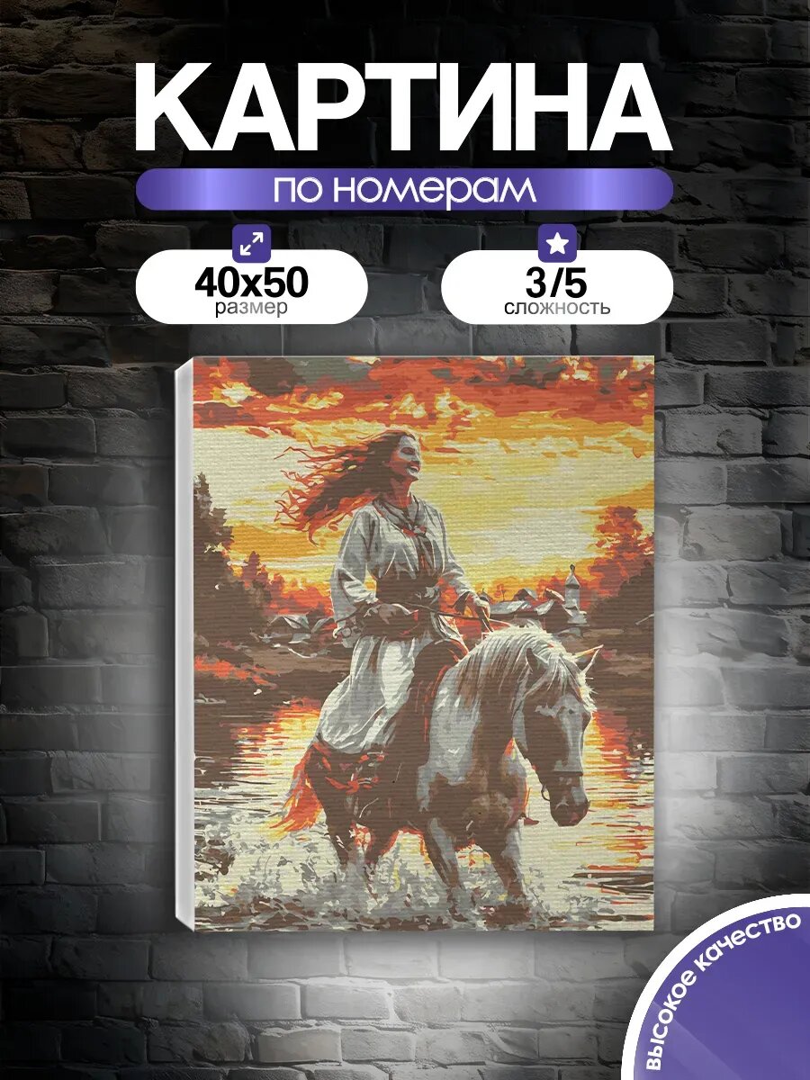 Картина по номерам Девушка и конь