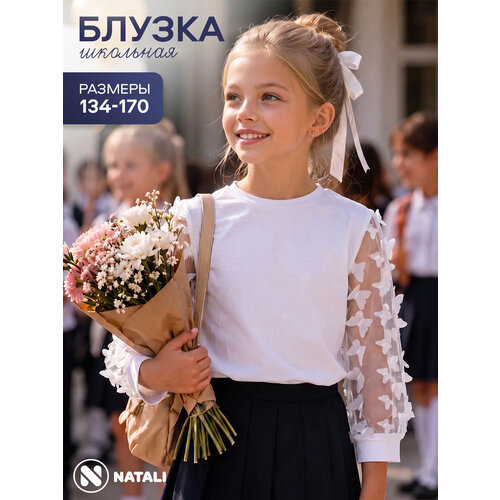 фото Школьная блуза натали суслова, размер 140, белый