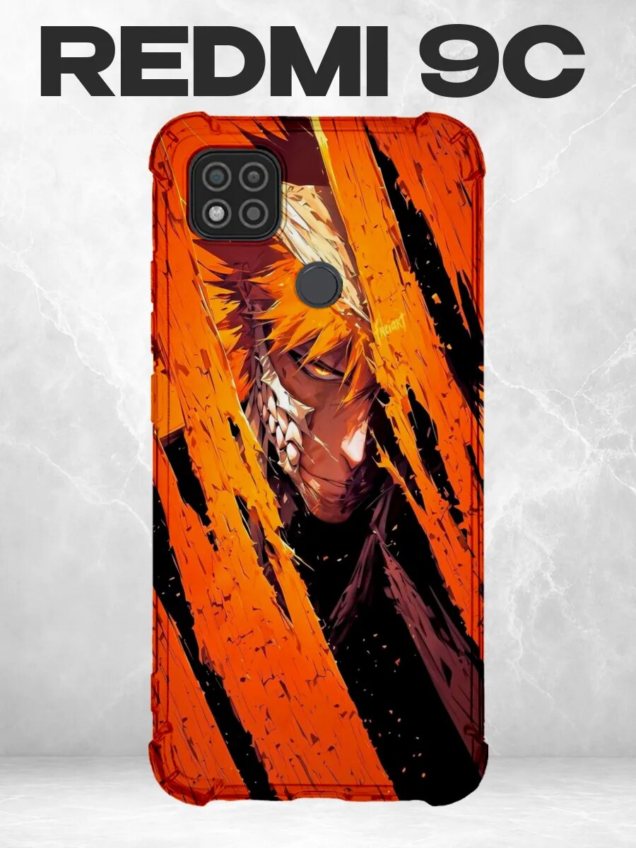 Чехол на Xiaomi Redmi 9C Блич Ичиго оранжевый