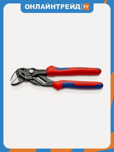 Изображение товара Клещи переставные - гаечный ключ Knipex KN-8602180SB, 40 мм (1 1/2"), 180 мм, двухкомпонентные рукоятки