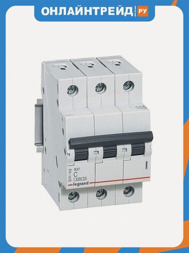 Изображение товара Автоматический выключатель Legrand RX3 25А 3P (C) 4,5kA, 419710