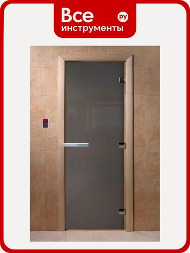Изображение товара Дверь DoorWood Графит 200x80 DW02679, с моющими средствами, для бани DoorWood имеет приятный