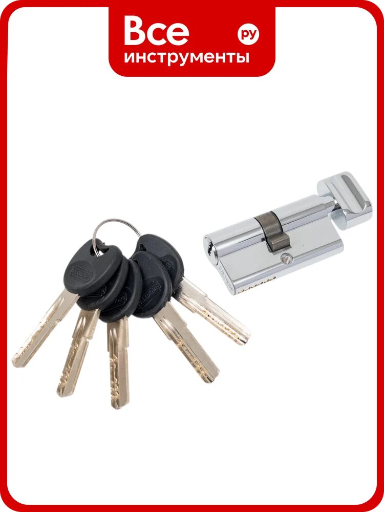 Цилиндр PALIDORE 60PC 30/30С ключ/завертка, хром блестящий 98760915