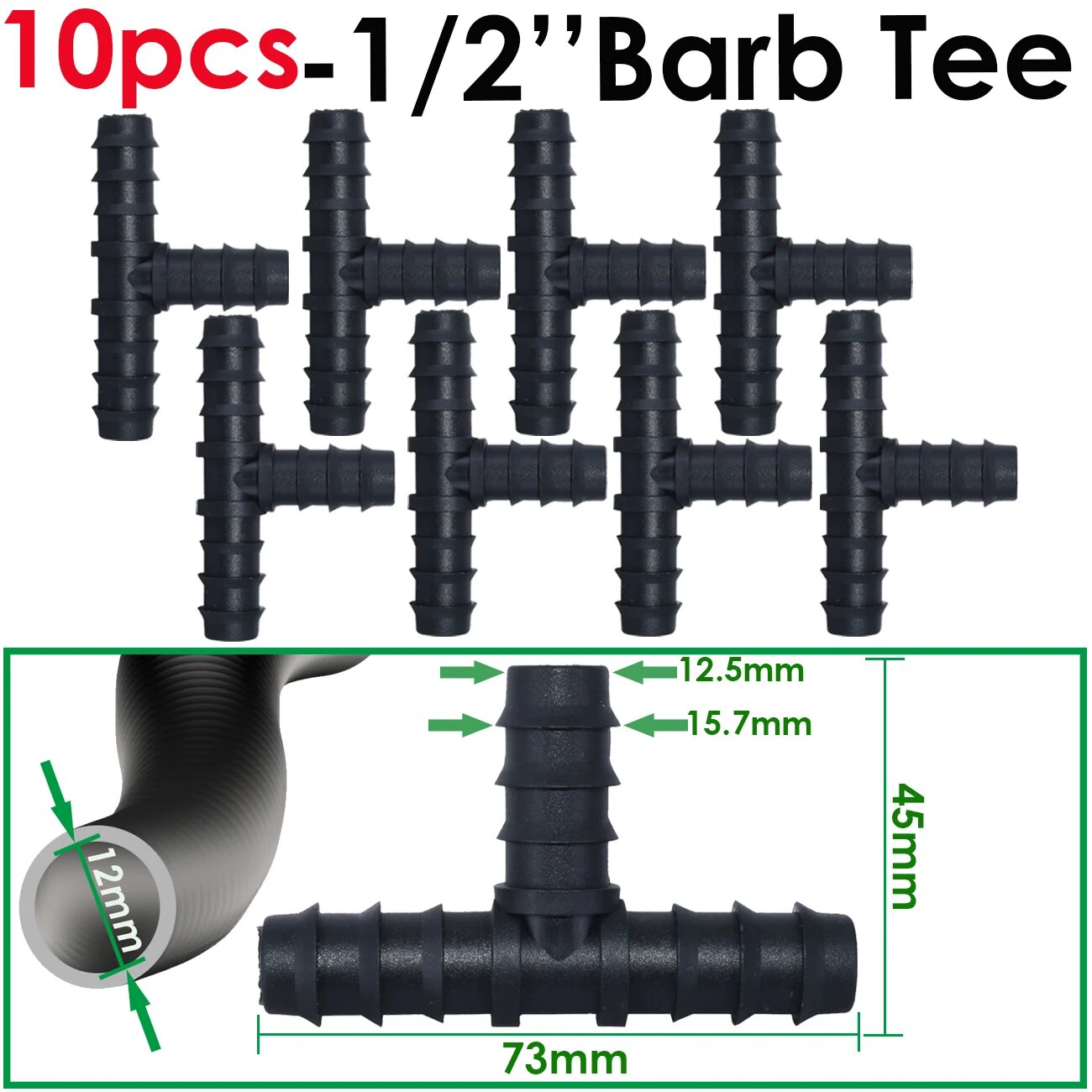 СПRYCLE Разветвители для капельного орошения 5 шт. Черный, 1I2inch Tee-