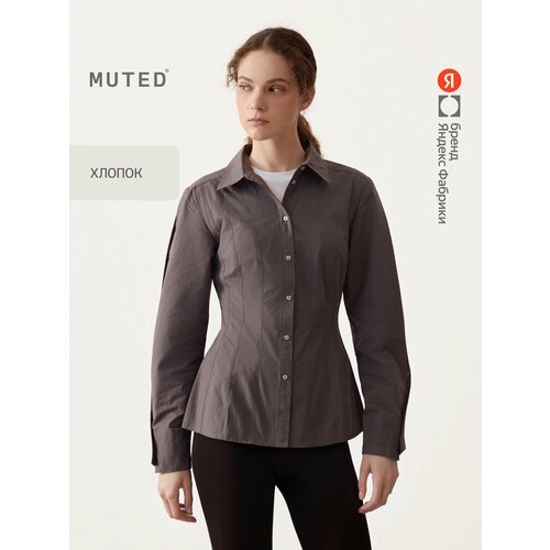 фото Рубашка muted приталенного кроя из хлопка с асимметричными манжетами, размер xs, темно-серый