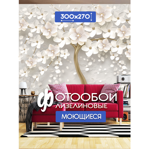фото Фотообои на стену флизелиновые волшебная сакура 300x270 см / фото обои