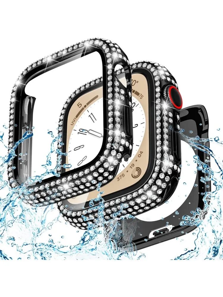 Защитный чехол бампер для Apple Watch Series 4/ 5/ 6/ SE, 40 мм, с противоударными свойствами, Функция хранителя экрана, твердая оболочка, со стразами