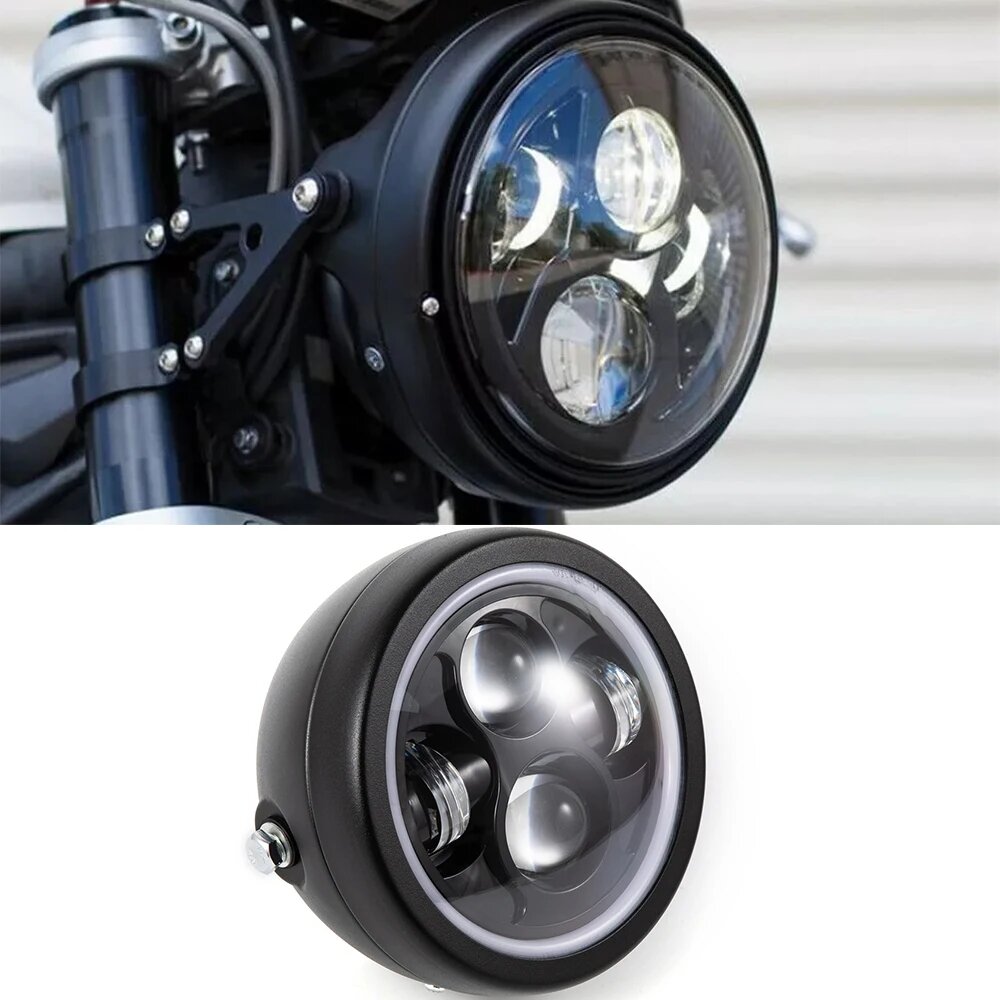 6,5-дюймовая светодиодная фара для мотоцикла Halo DRL, универсальная для Honda Steed GN125 keeway k Superlight 125 Suzuki Intrumer 800