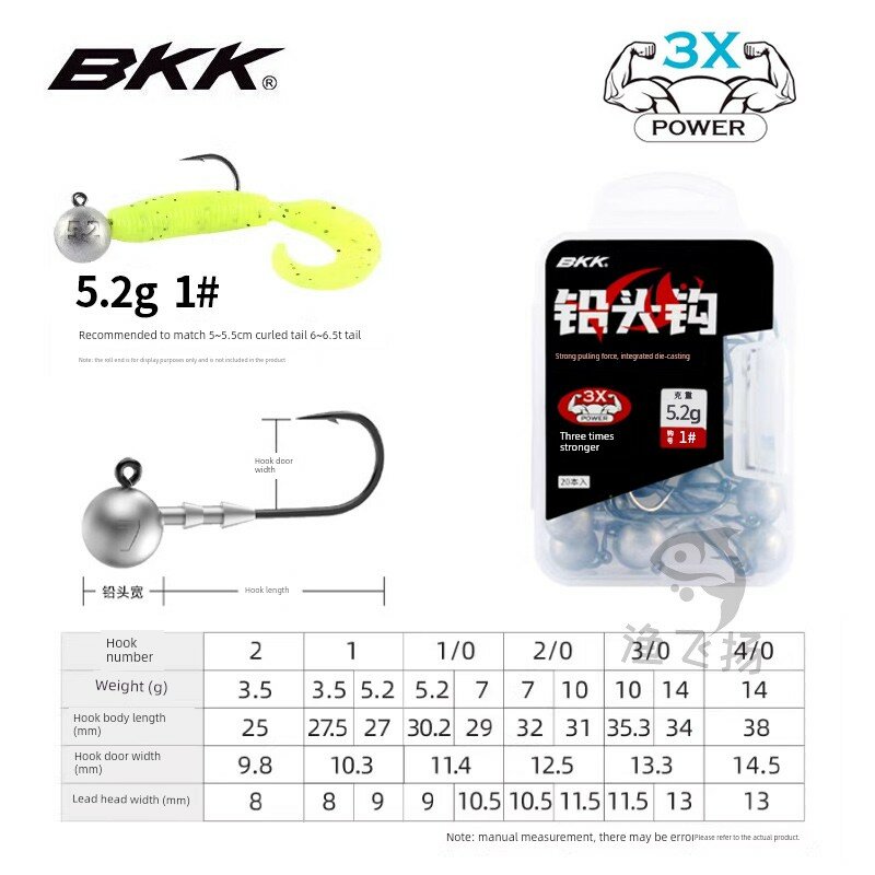 BKK 3x Усиленная круглая свинцовая крючковая головка 5,2 г Размер 1# для ловли окуня и судака