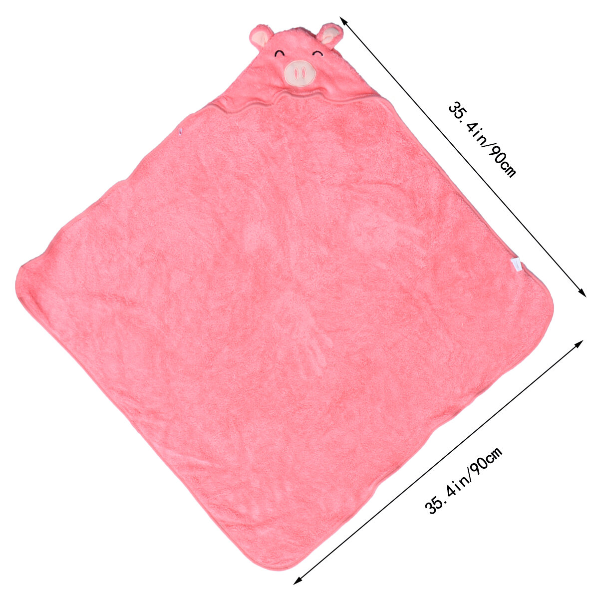 Мягкое детское полотенце в виде халата с рисунком свинки, выполнено из coral велюровой ткани, 1 единица