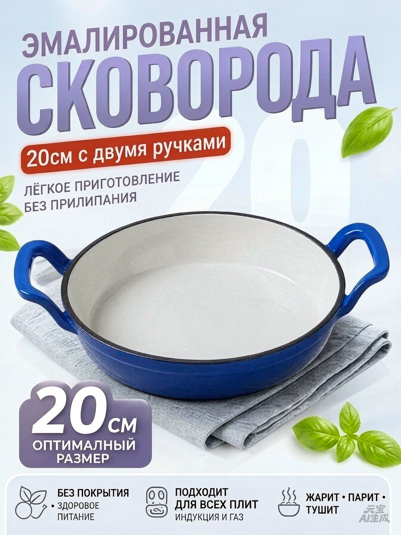 Уховарка 1 л чугун, Артикул: 5837850599, Цвет: Лазурный