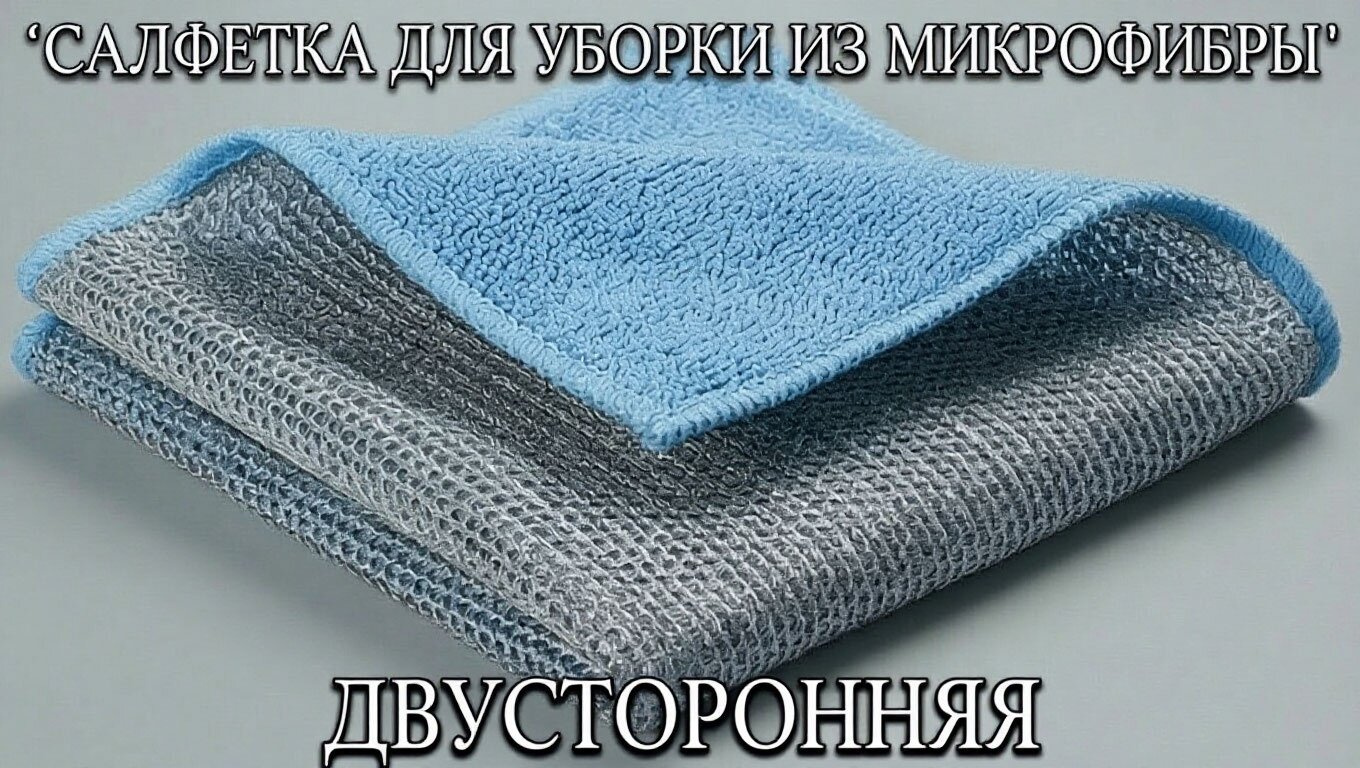 Салфетка для уборки из микрофибры скрабер 30*30 плотная 380г 3 штуки