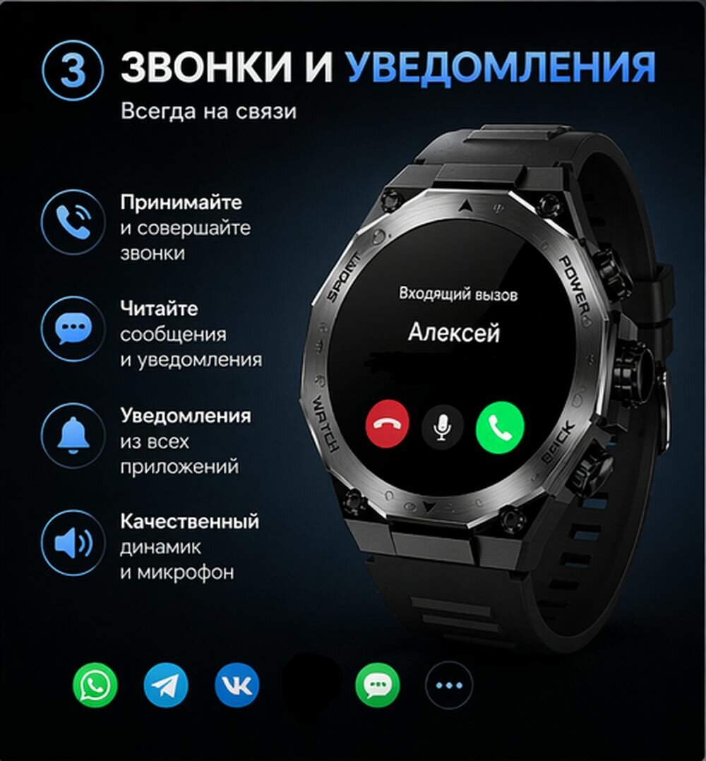 Смарт часы круглые мужские