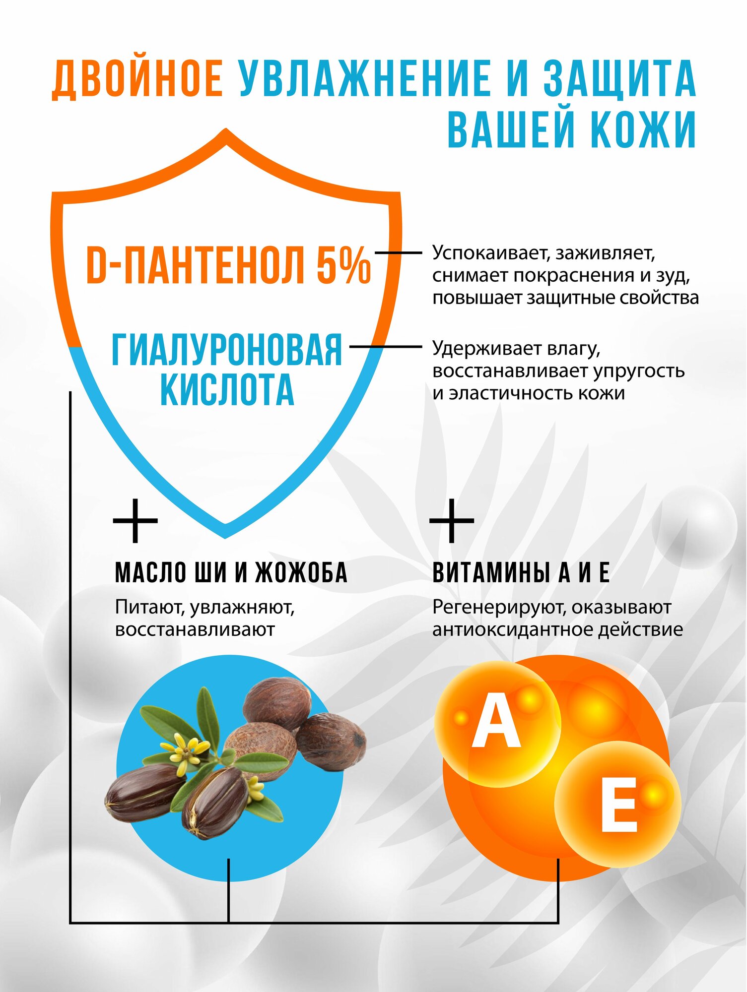 Крем Пантенол с гиалуроновой кислотой, крем для лица и тела от солнечных ожогах, крем после загара — фото 1