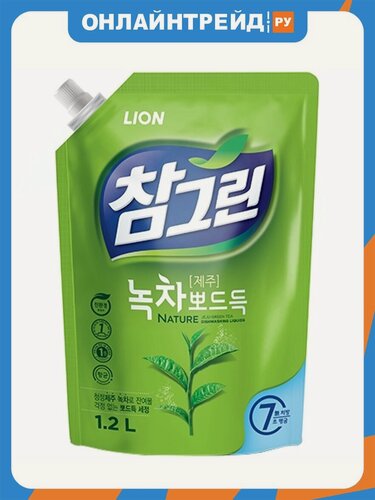 Изображение товара Средство для мытья посуды Lion Chamgreen Зеленый чай, 1.2 л