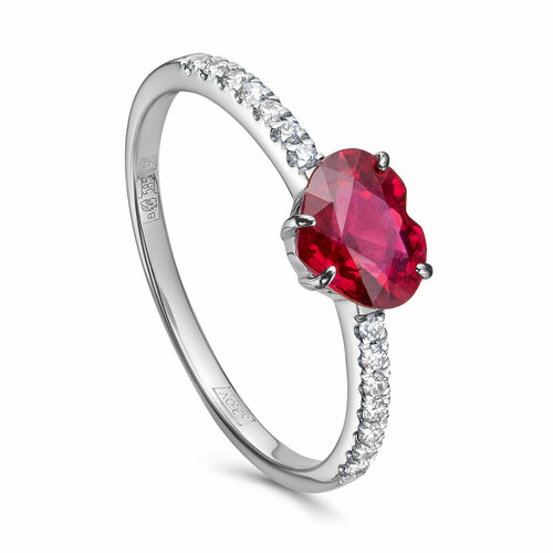 фото Кольцо помолвочное jewelin, белое золото, 585 проба, бриллиант, турмалин, размер 16.5